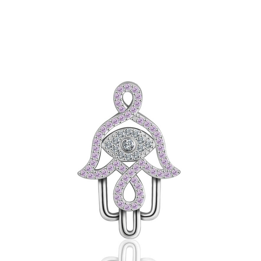 EUDORA 925 Sterling Silber bösen blick Hamsa Hand Anhänger Halskette Hand von Fatima Rosa CZ Charme Engel Anrufer Edlen Schmuck D308: nur Anhänger