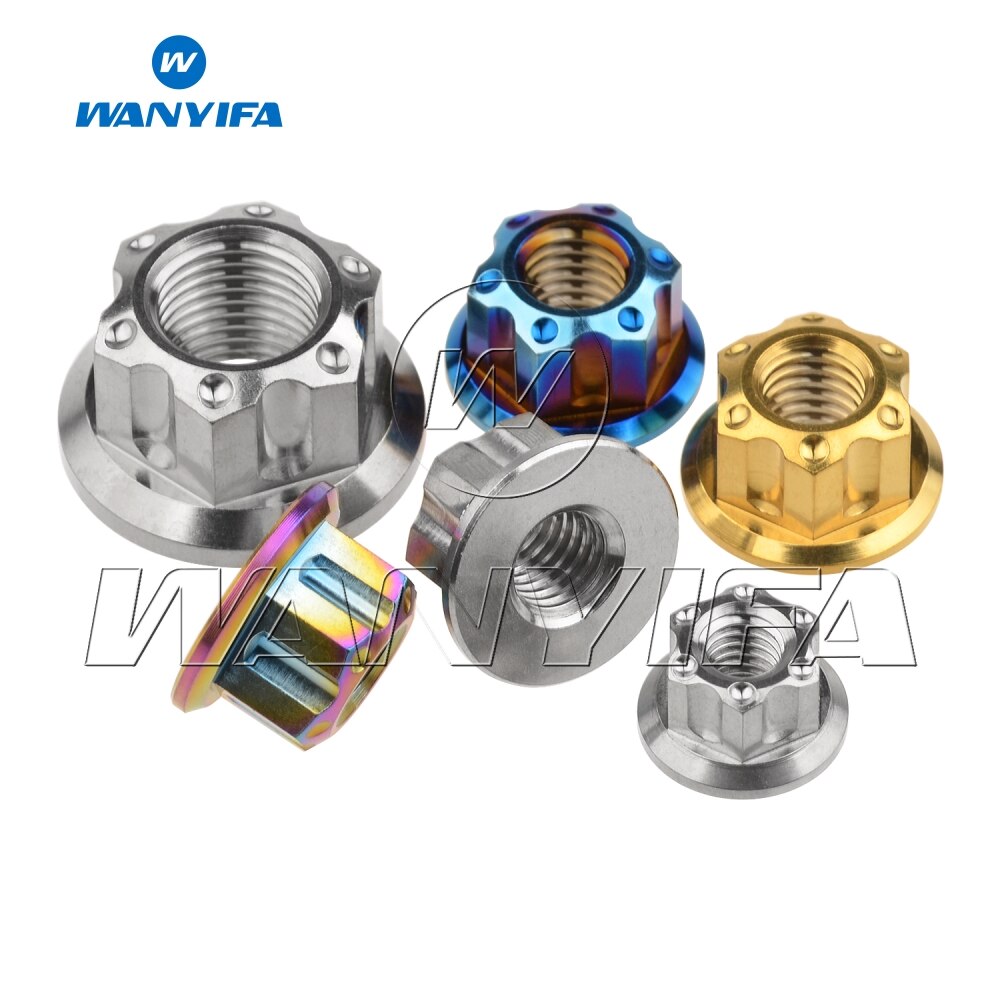 Wanyifa-tuercas de titanio Ti M6 M8 M10, tornillos de tuerca con reborde para accesorios de bicicleta