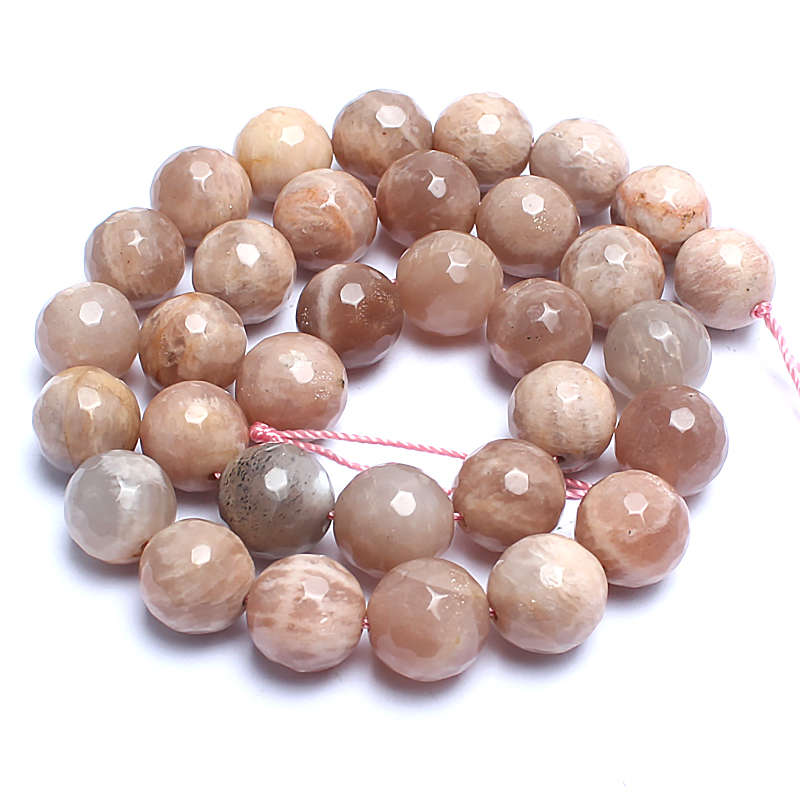 Natrual Stone Beads Faceted Sunstone Round Beads For Jewelry Making Bracelet Necklace 15inches 6/8/10/12mm Pick Size