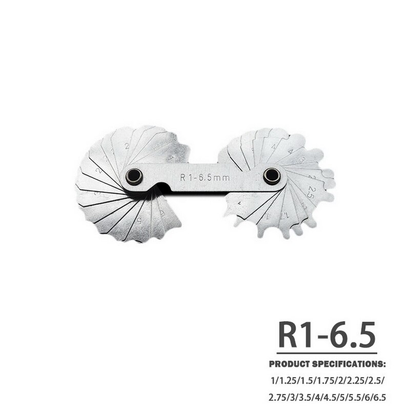 1PCS Radius Gauge Stainless Steel Radius Fillet Dauge Measuring Tool R gauge Model Radius Gauge R Gauge ^_^: R 1-6.5mm