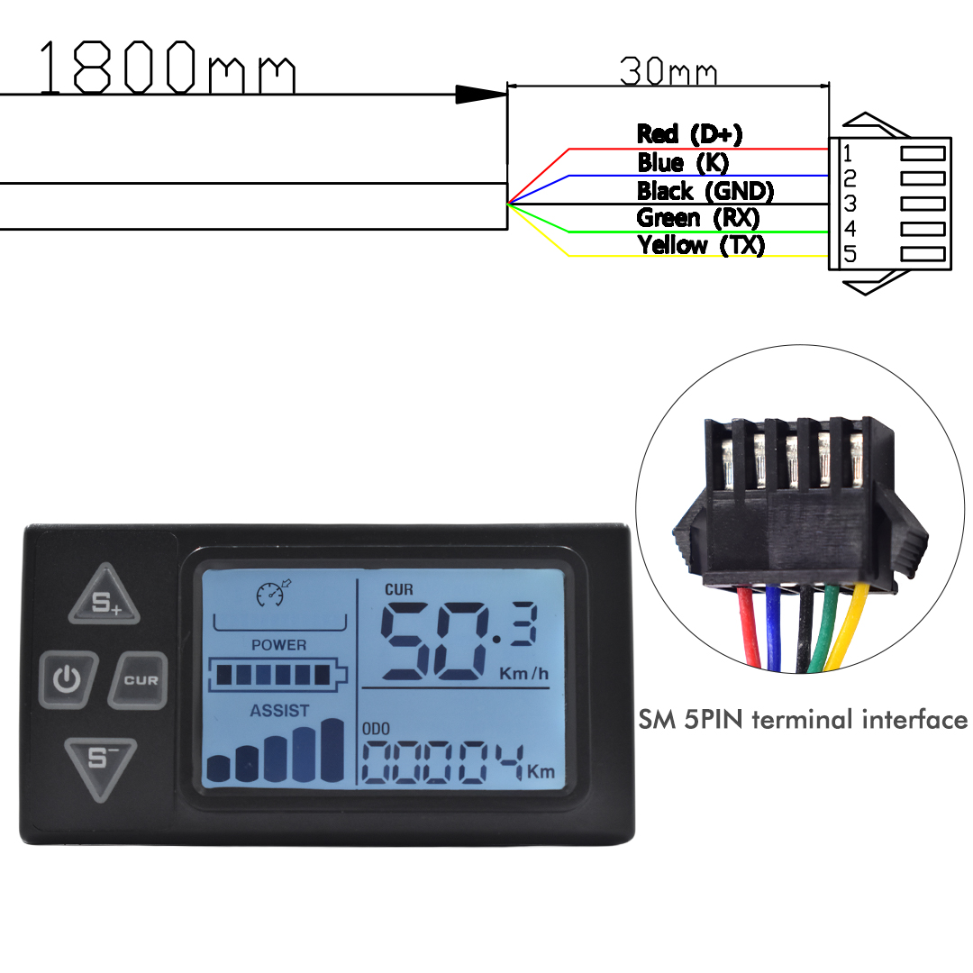S861 Mountain UART2 Electric Bicycle Waterproof Assembly Parts Waterproof 24V/36V/48V Bicycle Speedometer Bike Computer Ebike: light yellow