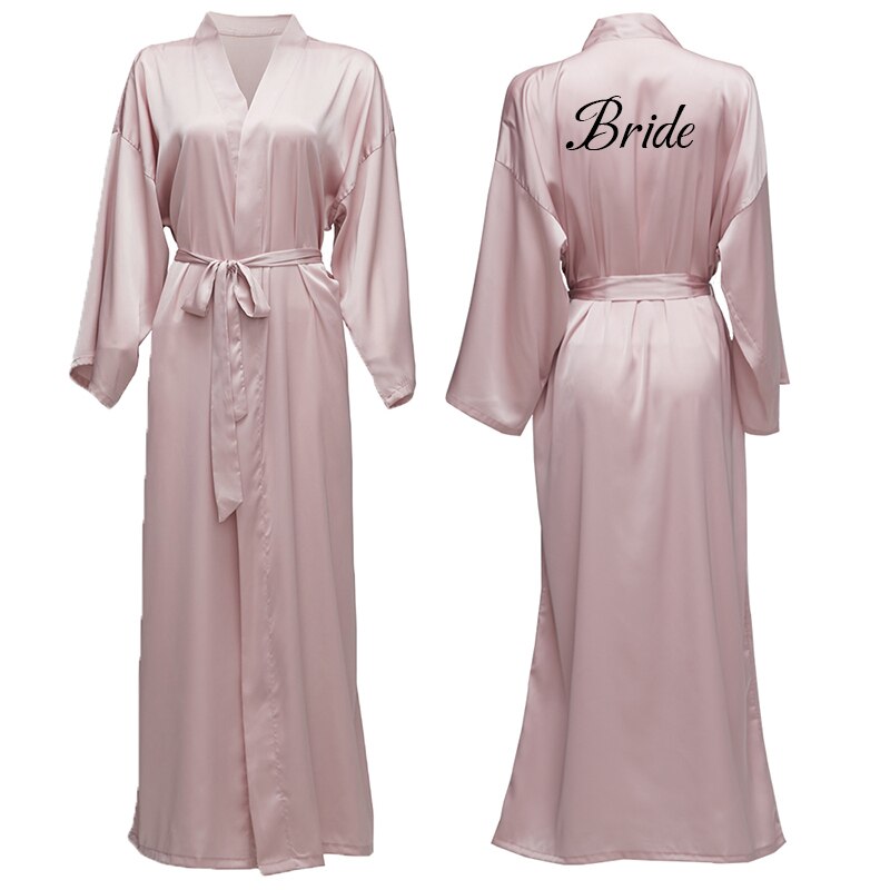 Malva-Bata larga de satén de gasa para dama de honor, ropa de manga larga, personalizada, para novia y boda: mauve bride