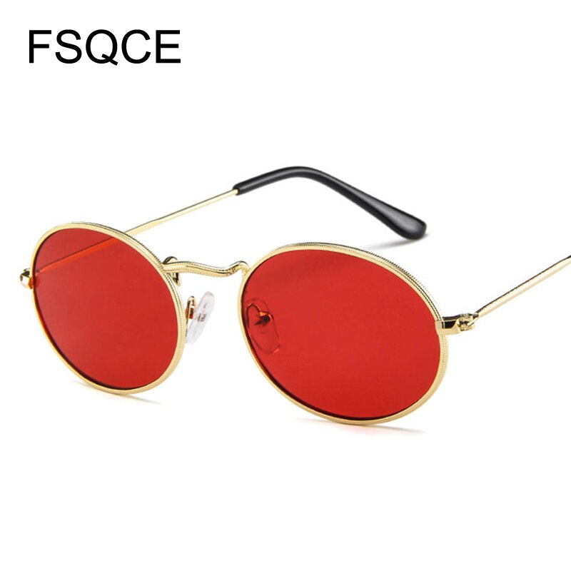 Zonnebril Mannen Retro Zonnebril Kleine Ovale Zonnebril Vrouwen Vintage Zonnebril Metalen Frame UV400 Gafas De Sol: C6Red