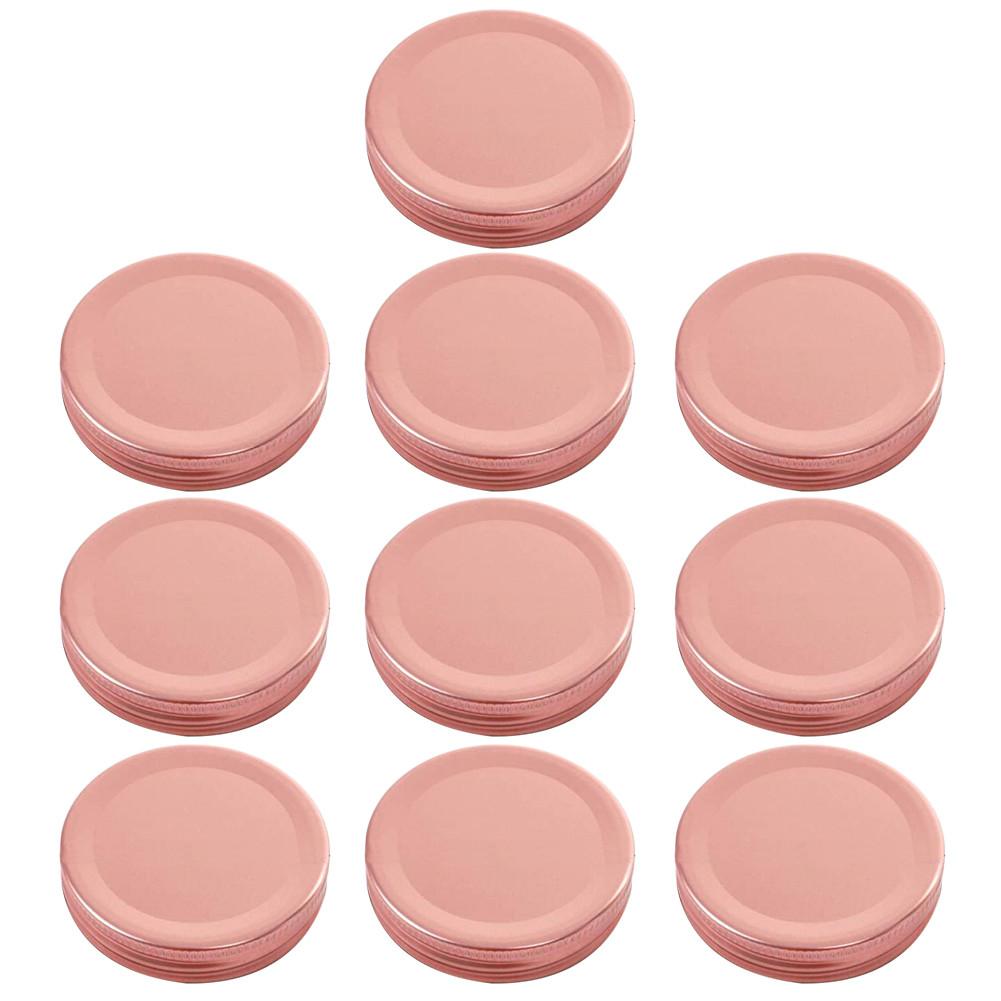 10pcs/lot 70mm Mason Jar Lids Eco-friendly Drinking Canning Covers Leakproof Screw-on Gripping Storage Caps For Wide Mouth Jars: Rose Gold