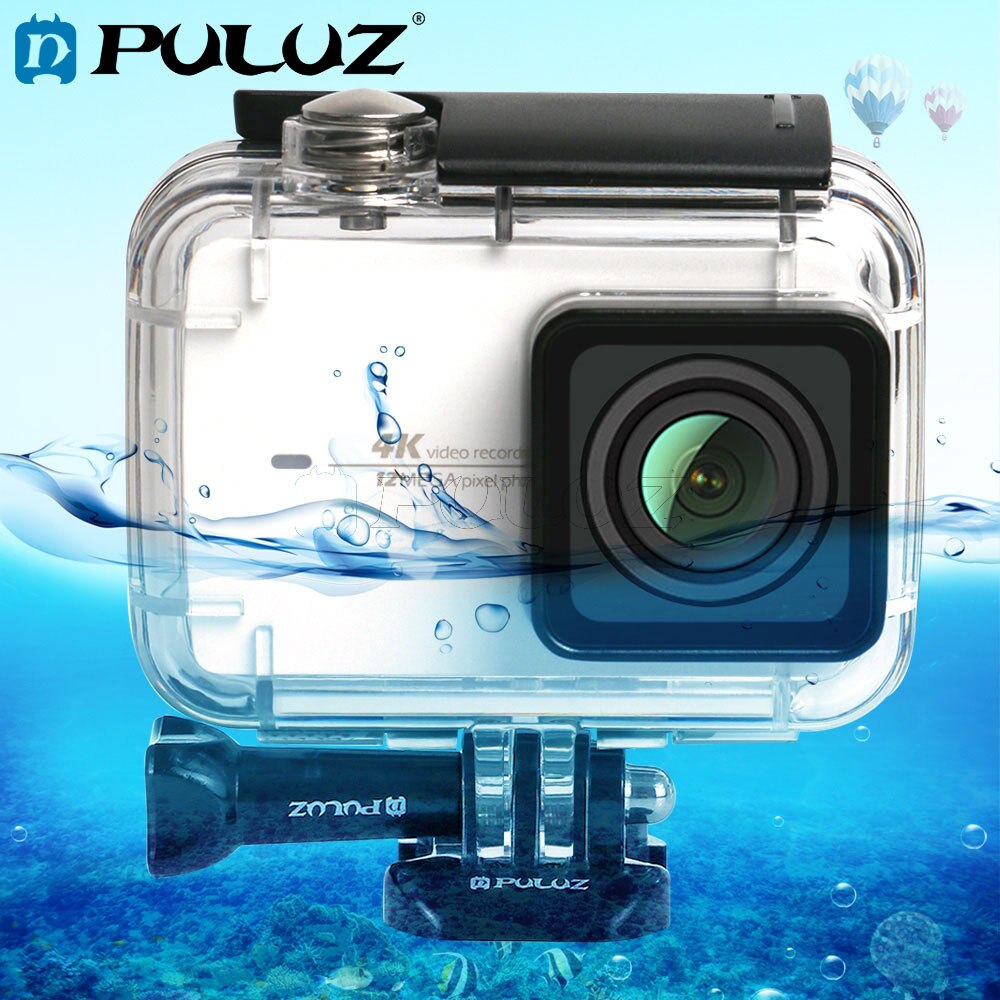 Puluz 45m vandtæt undervands dykkerhus skal cover til xiaomi xiaoyi  ii 4k action kamera & spænde basic mount & skrue