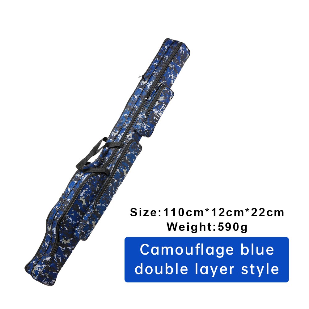 bags tackle bag Canvas Foldable Fishing Rod Reel Fishing Tackle 2/3 Layers: 2 Layer 110cm Blue