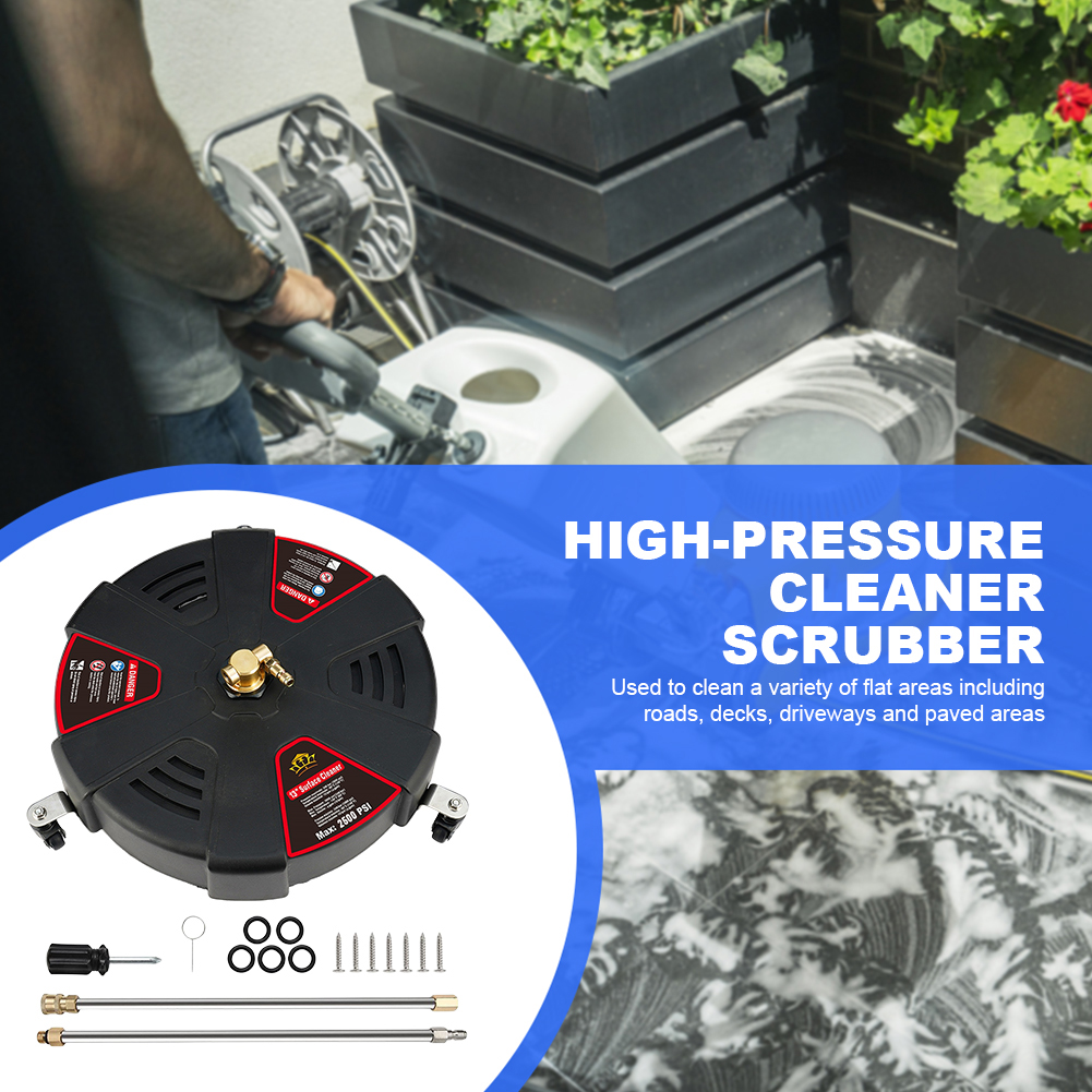 Pressure Washer 1/4 Quick Connector Floor Scrubber with Extension Wand Powerful Pressure Washer Replacement Nozzles with 3 Wheel