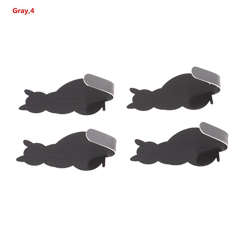 Zelfklevende Haken Kat Patroon Opslag Houder Voor Badkamer Keuken Hanger Stick Op Wall Opknoping Deur Kleren Handdoekhouders: Gray 4