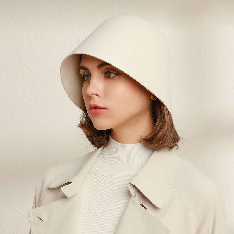 Chapeau en forme de cloche pour femme, casquette de pêcheur en laine, Style coréen, tendance rétro, Fedora, hiver, X4027