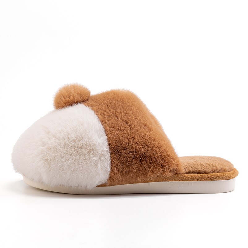 POSEE Original Corgi Butt Slippers Christmas for Girlfriend Fluffy Men Cute Faux Fur Warm Sandals for Women Pet Bed Pillow