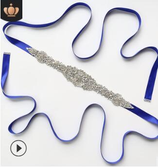 Crystal Bruiloft Accessoires Satijnen Trouwjurk Riem Bruids Lint Tailleband Sjerp Riem Voor Avond Prom Jurken: royal blue