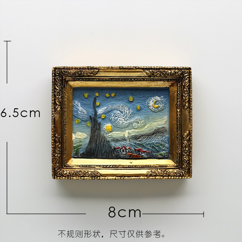 Verdensberømt maleri van gogh maleri billedramme 3d køleskabsmagneter stjernehimmel solsikke siesta køleskab klistermærker: Stjernehimmel