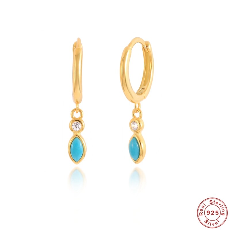 Boako Trendy Real 925 Sterling Zilver Turquoise Dangle Earring Kwastje Ketting Oor Stud Voor Vrouwen Verjaardag Sieraden