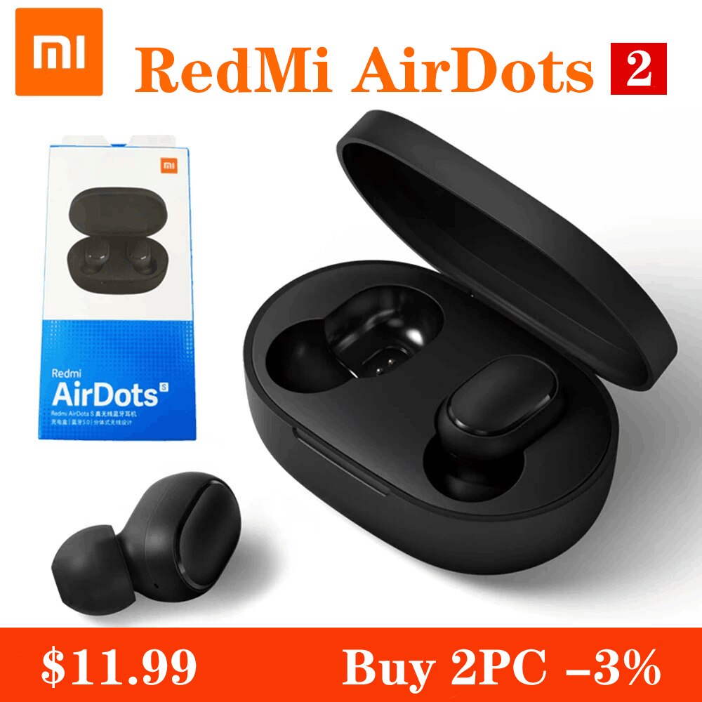 Xiaomi Redmi Airdots S-auriculares TWS, inalámbricos por Bluetooth, auriculares con Control IA y micrófono para videojuegos y reducción de ruido