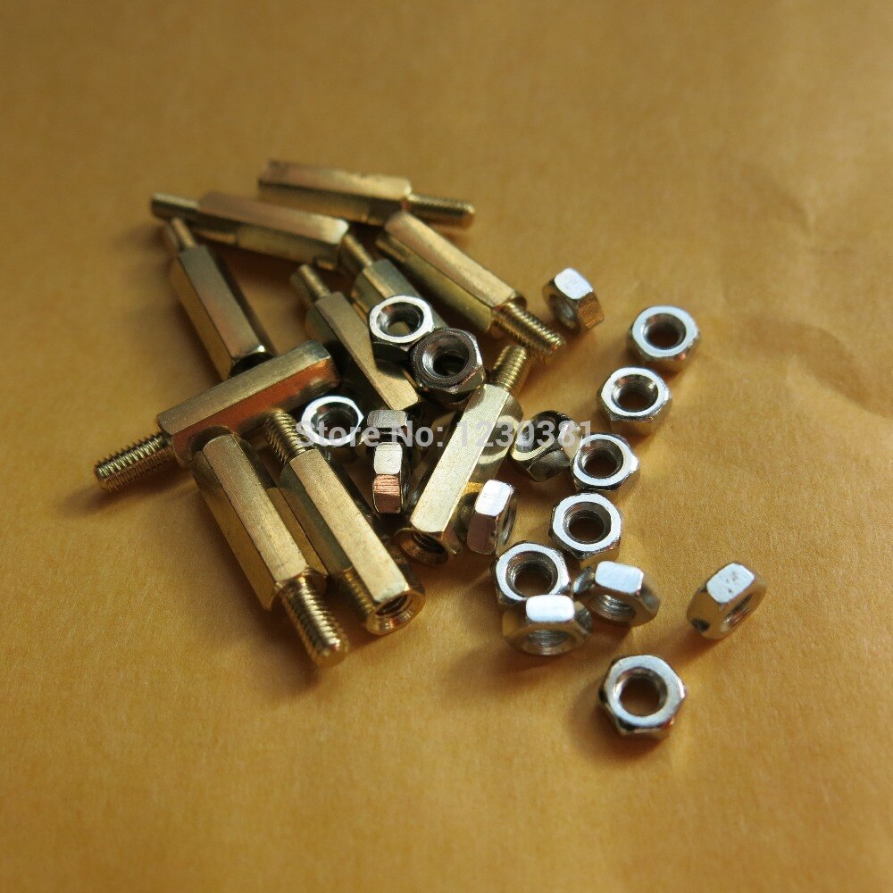 50 pcs M2.5 2.5mm Messing hexagon hexagonal hex Standoff Spacer abstandshalter abstandbolzen Mannelijke-Vrouwelijke M2.5x5-20mm + 6mm met Noten