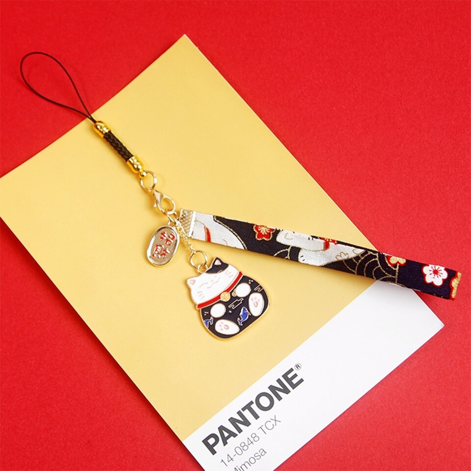 Japanese Smart phone Strap Lanyards for iPhone Samsung Keys Decoration Daisy Tassel Cat Mobile Phone Strap Rope Phone Charm: B