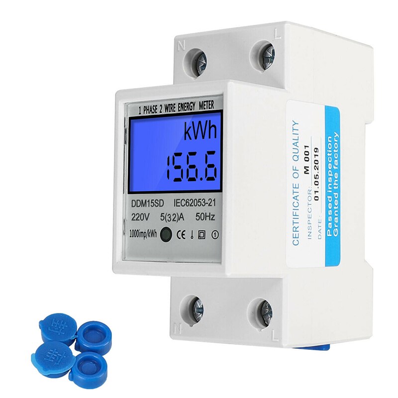 Energy Meter KWH-Watt Durable Electric Power Consumption Energy Monitor Watt Meter 1 Phase Approved For DIN rail 5 (32) A 230V