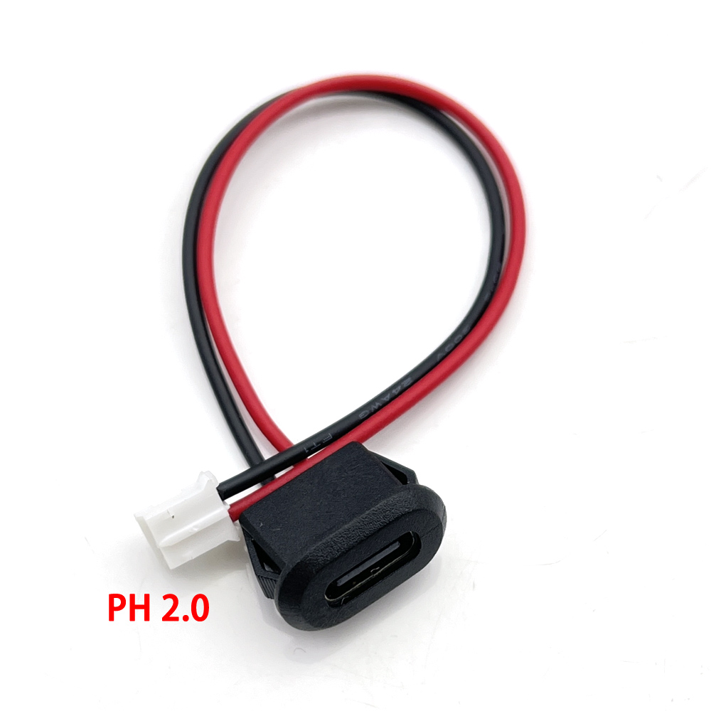 1 stk. 4 -bens usb c-stik type-c vandtæt med  ph 2.0- møtrikkers låseplade, hun-tpc højstrøms hurtigopladningsstik med cc-ben: Hvid