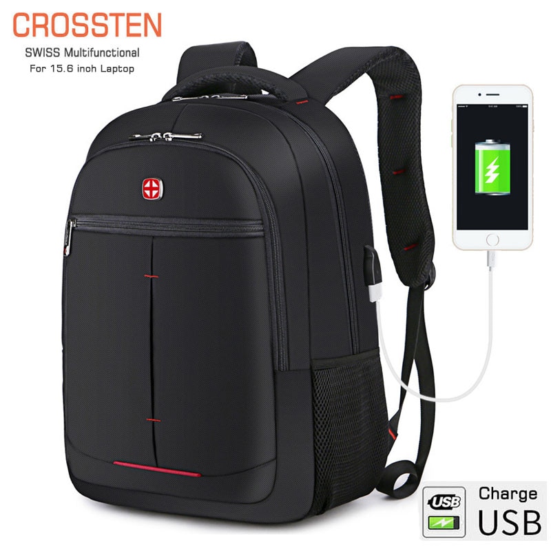 Crossten multifonctionnel 15.6 "sac à dos pour ordinateur portable housse sac USB Port de Charge cartable randonnée voyage sac sacs d'école