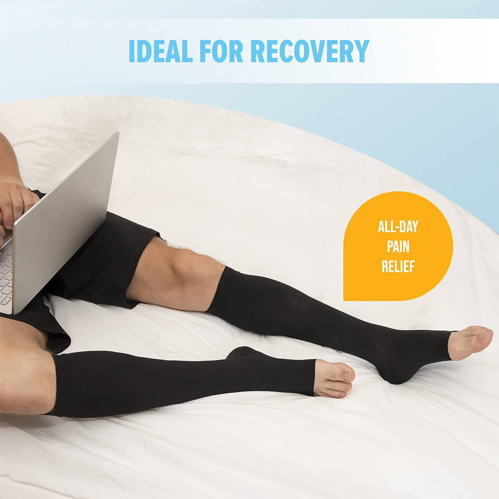 1Pair 20-30 mmHg Compression Stocking for Men and Women, Knee High Length, Open Toe