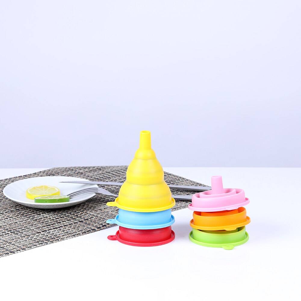 1Pcs Specialiteit Gereedschap Trechter Mini Siliconen Gel Inklapbare Trechter Keuken Vouwen Warmte Olie Slip Water Vloeistof Trechter Hopper