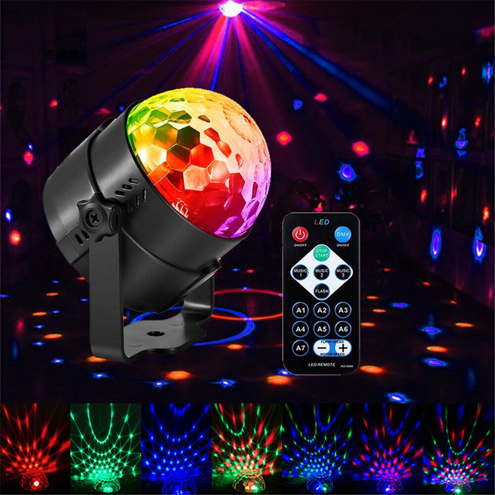 Sound Activated Roterende Disco Ball Party Verlichting Strobe Light 3W Rgb Led Podium Verlichting Voor Kerst Thuis Ktv Xmas bruiloft Tonen: au plug