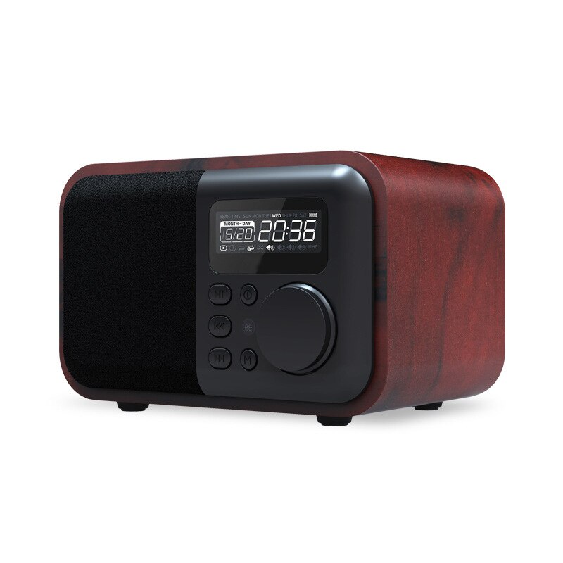 Kleine Audio Subwoofer Bluetooth Speaker Plug-In Radio Meubels Houten Multimedia Mini Wekker: Red pear