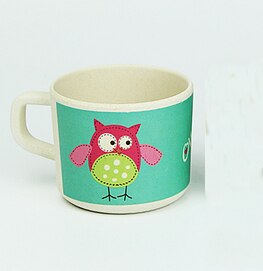Babymuggar bambu djur söta babydrinkware med handtag natursäkert material barndrinkware: 14
