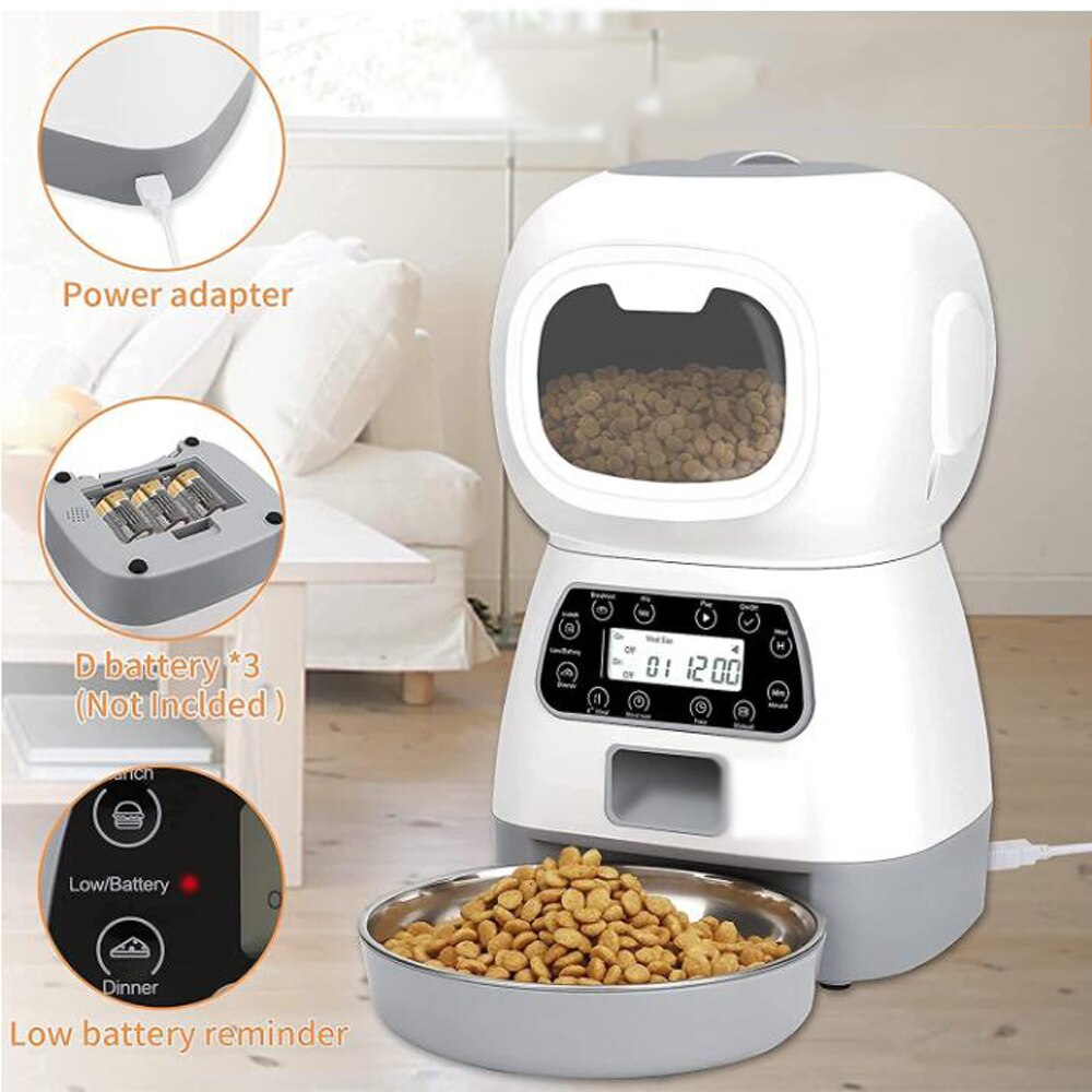 Automatic Pet Feeder 3.5L Smart Food Dispenser For Cats Dogs Portion Controller Voice Programmable Timer Bowl Pet Supplies