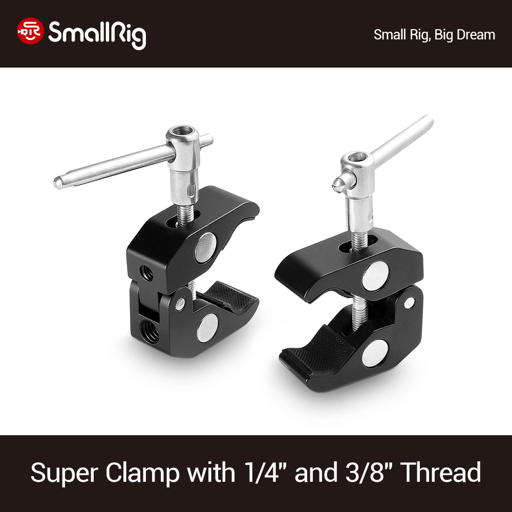 Smallrig Super Klem Met 1/4 "En 3/8" Draad (2 Stuks Verpakking) voor Dslr Camera Kooi Lcd Monitor Led Quick Release Clamp - 2058