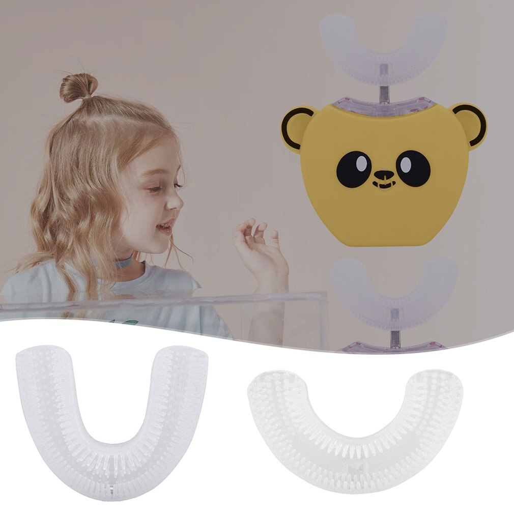 Design impermeabile a forma di U bambini bambini Silicone 360 gradi Sonic spazzolino elettrico automatico denti sbiancamento spazzolino