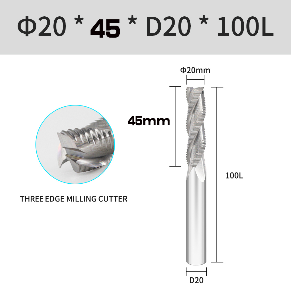 Vack HRC55 Voorbewerken End Mill Carbide 3 Fluiten Voor Staal Ijzer Aluminium Acryl Hout Frees 6 10 12Mm cnc Frezen