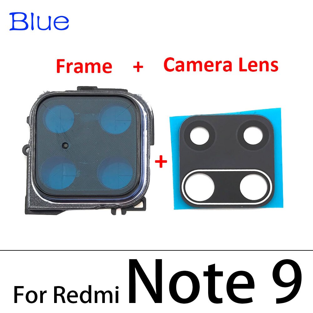 Achteruitrijcamera Glas Lens Back Camera Glass Cover Frame Voor Xiaomi Redmi Note 9S 9 Pro Met Adhensive: Note 9 Blue