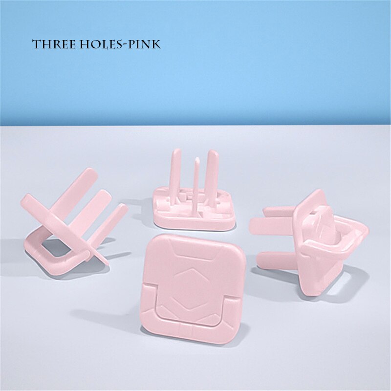 10Pcs universale Anti Shock elettrico presa di protezione dell&#39;alimentazione copre due e tre fori protezione di sicurezza per bambini protezione spina di sicurezza: Pink-Three Holes