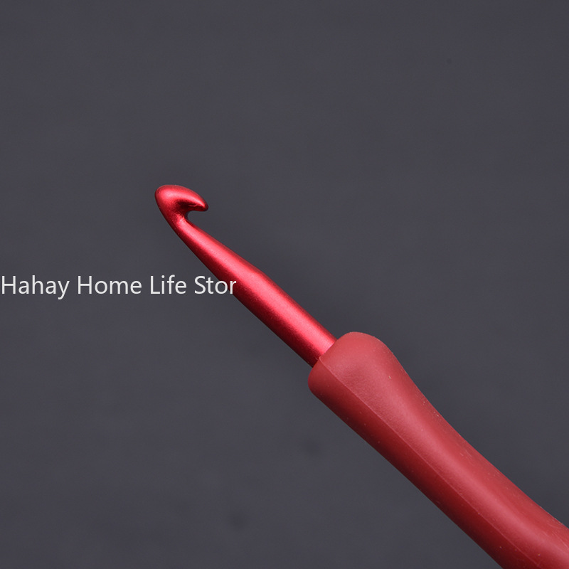 Ganchos para tejer suéter de ganchillo, manualidades hechas a mano, herramientas de costura de tulipán de aluminio, gancho de ganchillo rojo, mango esmerilado de silicona TPR
