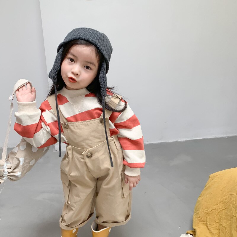 Autumn Girls Cotton Overalls Girls Overalls Kids Overalls: Brown / 4T