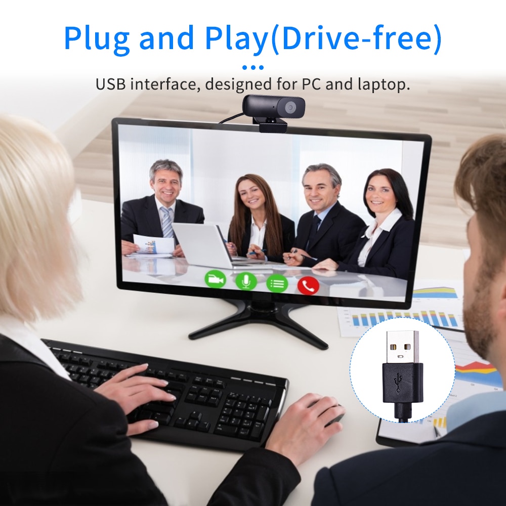 Aibecy Full HD 1080P Webcam CMOS 500W Web Camera with Microphone Support Auto Focus USB Computer Camera Plug and Play web cam