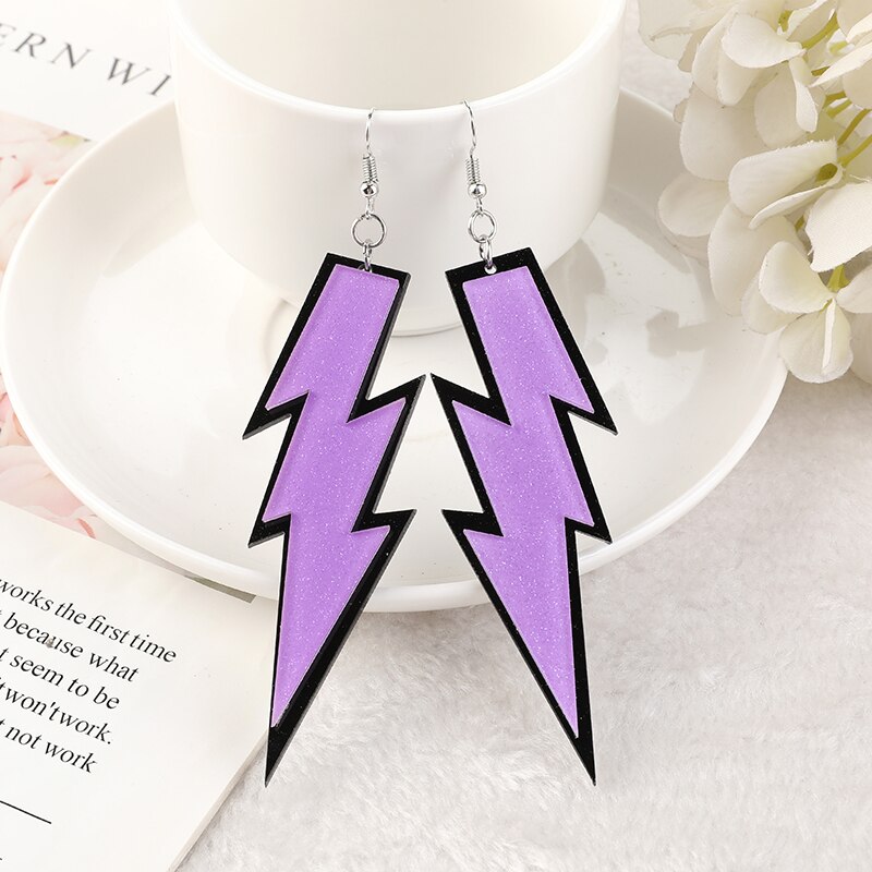 1 paar Blitz Reize Kreative Acryl Bunte Frau Baumeln Ohrringe Tropfen Ohrringe Für Mädchen Geburtstag: Violett