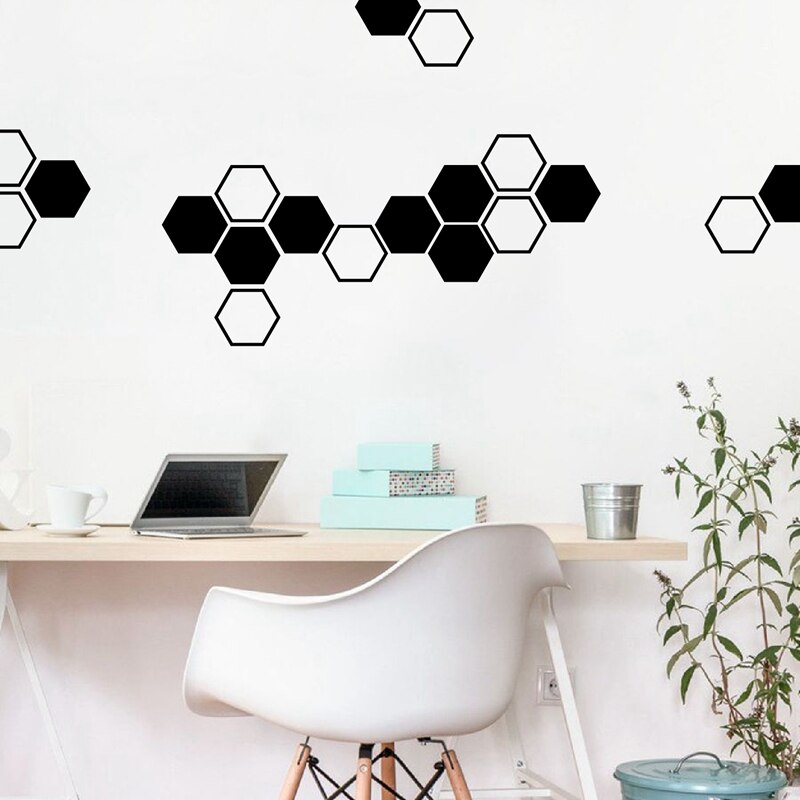 Gold Honeycomb Wall Decals Home Room Modern Decor Geometric Hexagon Art Vinyl Sticker Bathroom Wall Mural Art Decals Decoration