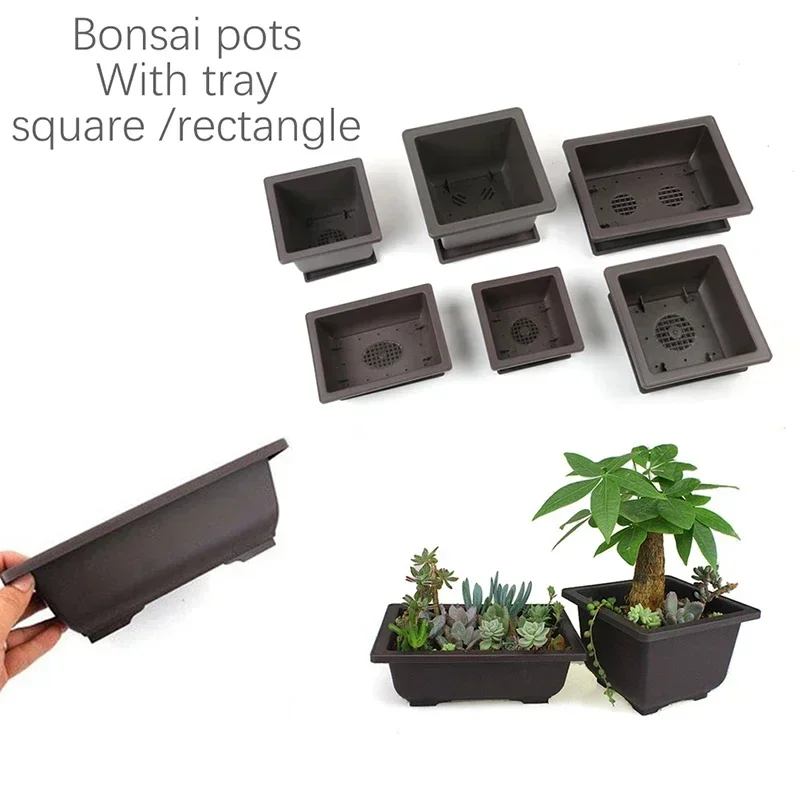 1PC Platz Blumentopf Nachahmung Kunststoff Balkon Töpfe Blume Bonsai Schüssel Kindergarten Becken Pflanzer Nachahmung Rechteck Blumentöpfe