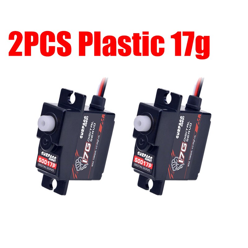 Overtreffen Hobby 17G Metal Gear Digitale Servo 25G 9G Micro Mini Voor 1/18 1/16 Rc Auto Vrachtwagen boot Vliegtuig Robot Helicoper Duct Vliegtuig: 2PCS Plastic 17g