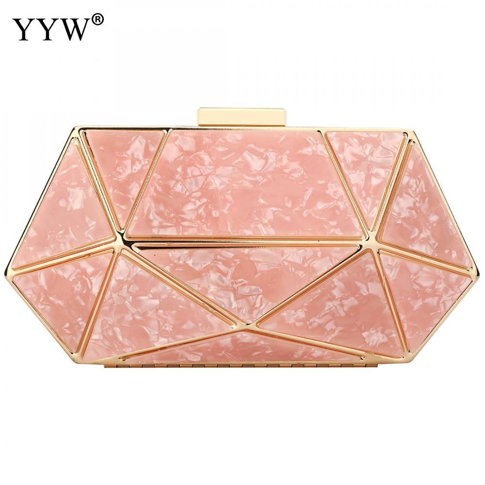 Acrylic Geometric Clutch Purse Women'S Bag With Two Chian Handbag Laides Crossbody Bags For Women Marble Clutches: rose gold