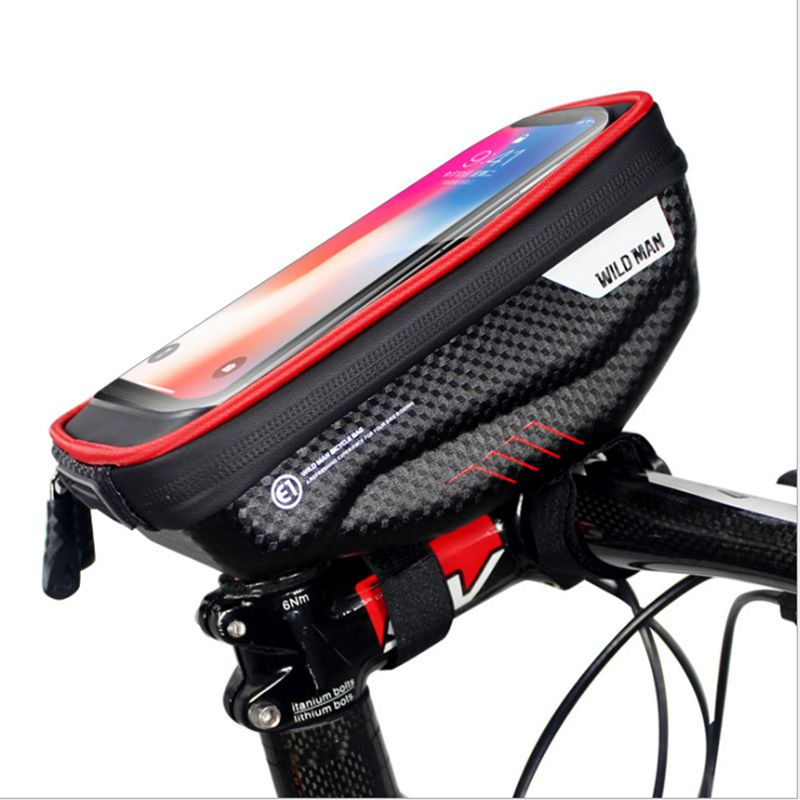 Bike Front Bag Pouch Fietsen Waterdicht Fiets Telefoon Houder Touch Screen Fietstas Stem Mount Accessoires Reistassen/door: Rood