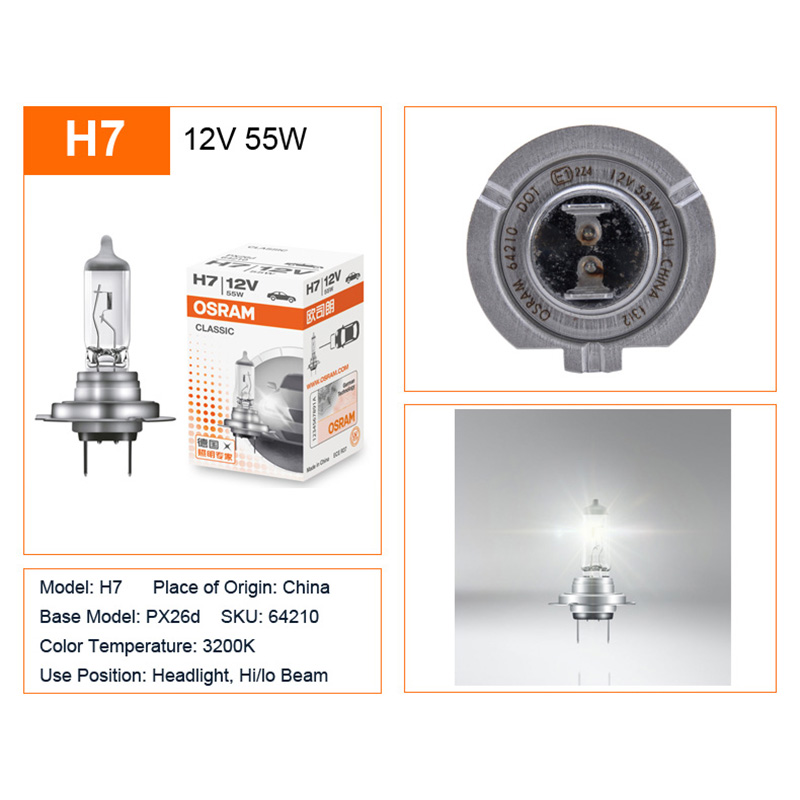 OSRAM H1 H4 H7 12V Auto Halogeen Koplamp Originele Lijn Onderdelen 3200K Warm Wit Authentieke Lamp Auto lamp Gemaakt In China 1X