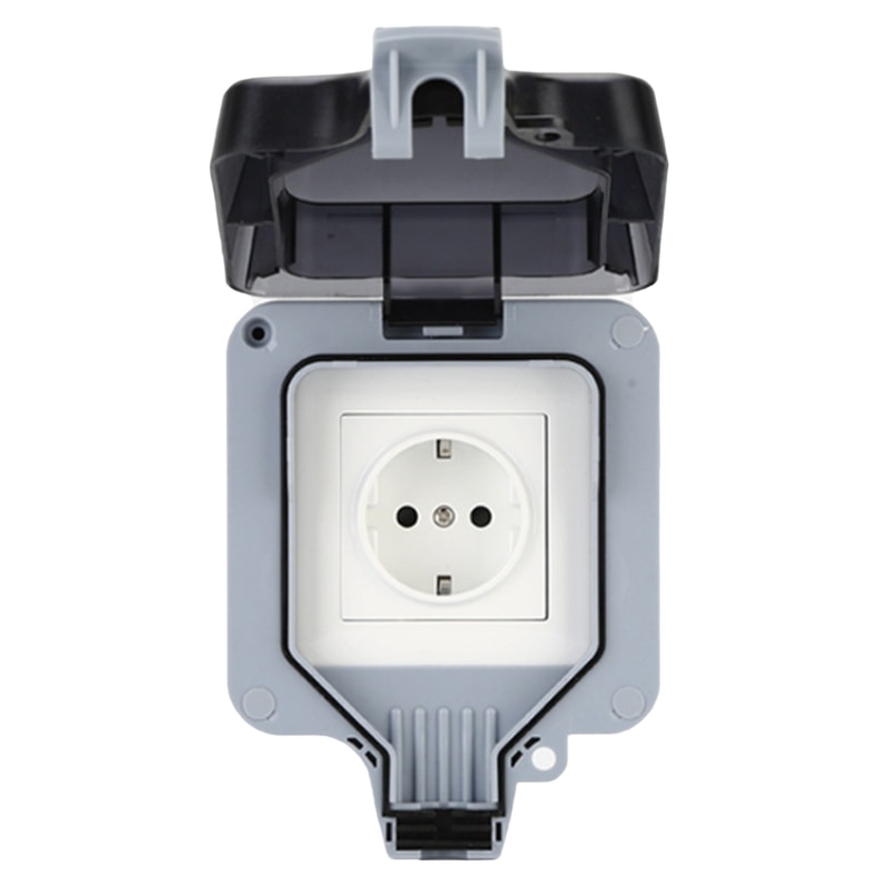 IP66 Weatherproof Waterproof Outdoor Wall Power Socket 16A EU Standard Electrical Outlet Grounded AC110-250V EU Plug