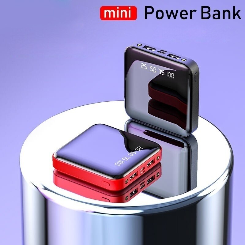 Mini 20000mAh Power Bank caricabatterie esterno Powerbank di grande capacità PowerBank digitale Dual USB Charge LED Light Poverbank
