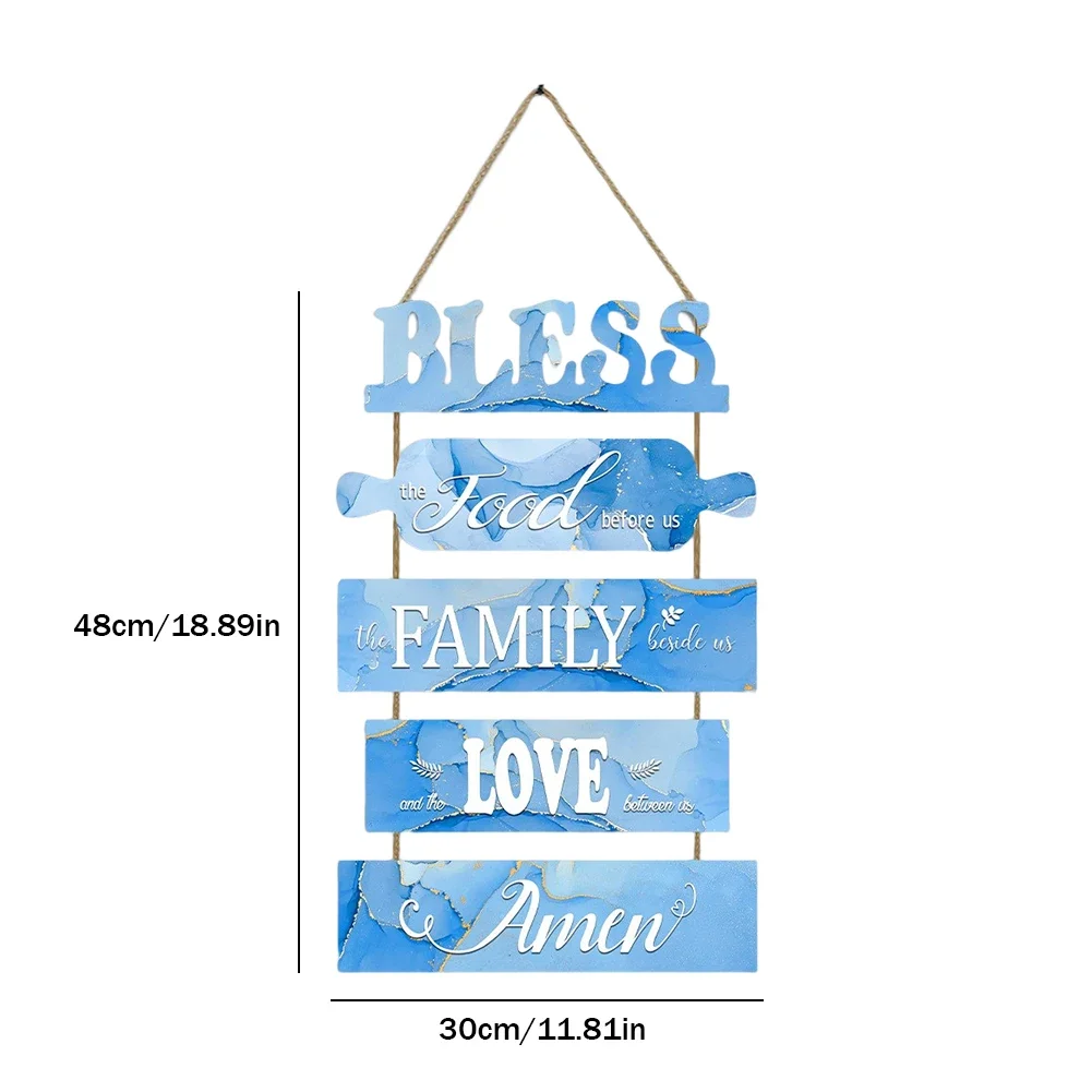 Wooden Wall Decor Art Farmhouse Kitchen Plaques Sign Rustic Bless The Food Before Us Signs for Dinning Room Living Room: ROSE RED