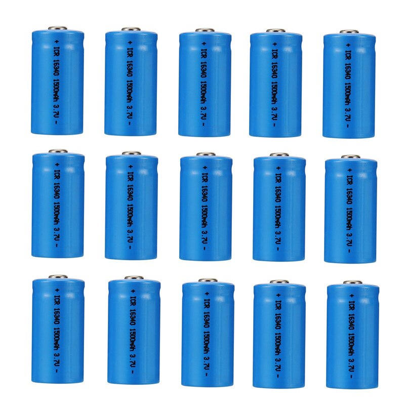 20Pcs 1500mAh Rechargeable 3.7V Li-ion 16340 Batteries CR123A Battery LED Flashlight Travel Wall Charger For 16340 CR123A: 15battery