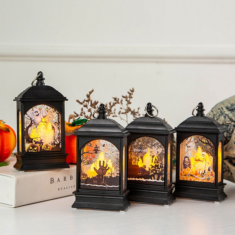 Pumpkin Castle LED Candle Light Hanging Lantern Lamp Bar Halloween Party Decor