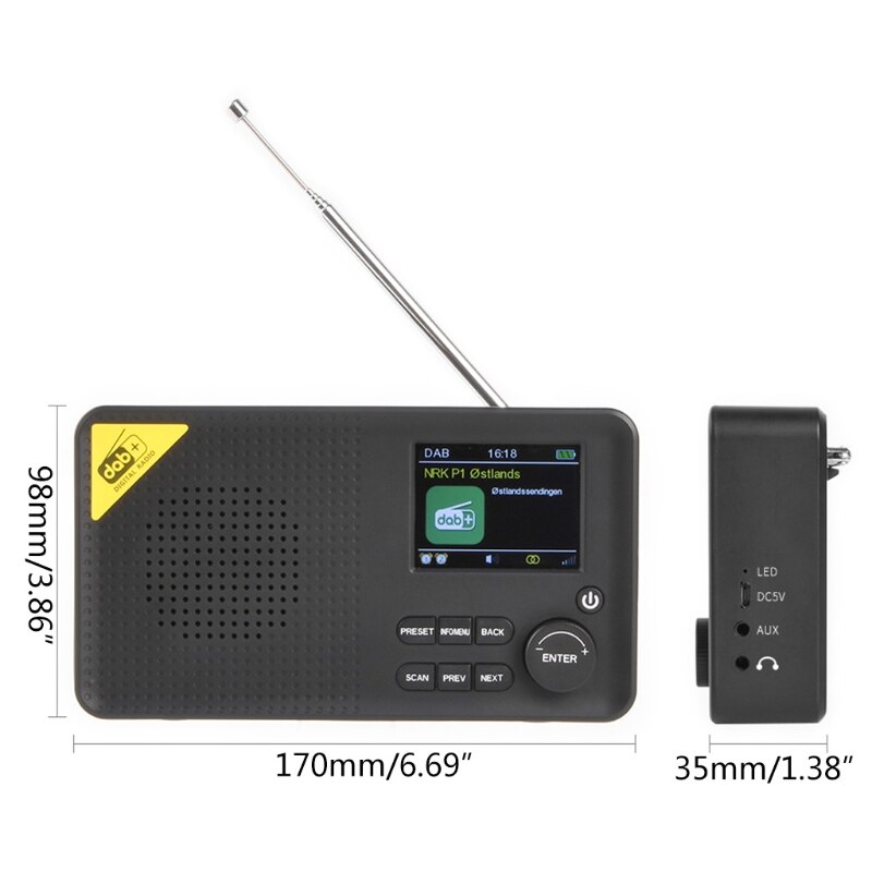 Rechargeable Lightweight Home Radio Portable Bluetooth Digital Radio DAB/DAB+ and FM Receiver 573A